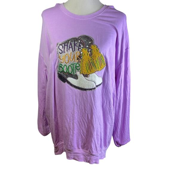 Mardi Gras Comfort Colors Women's Size XL Purple Sweatshirt Shake Your Bootie - Picture 1 of 6